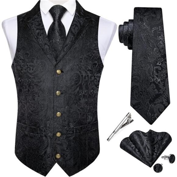 Men's Formal Waistcoat Vest Fit Black